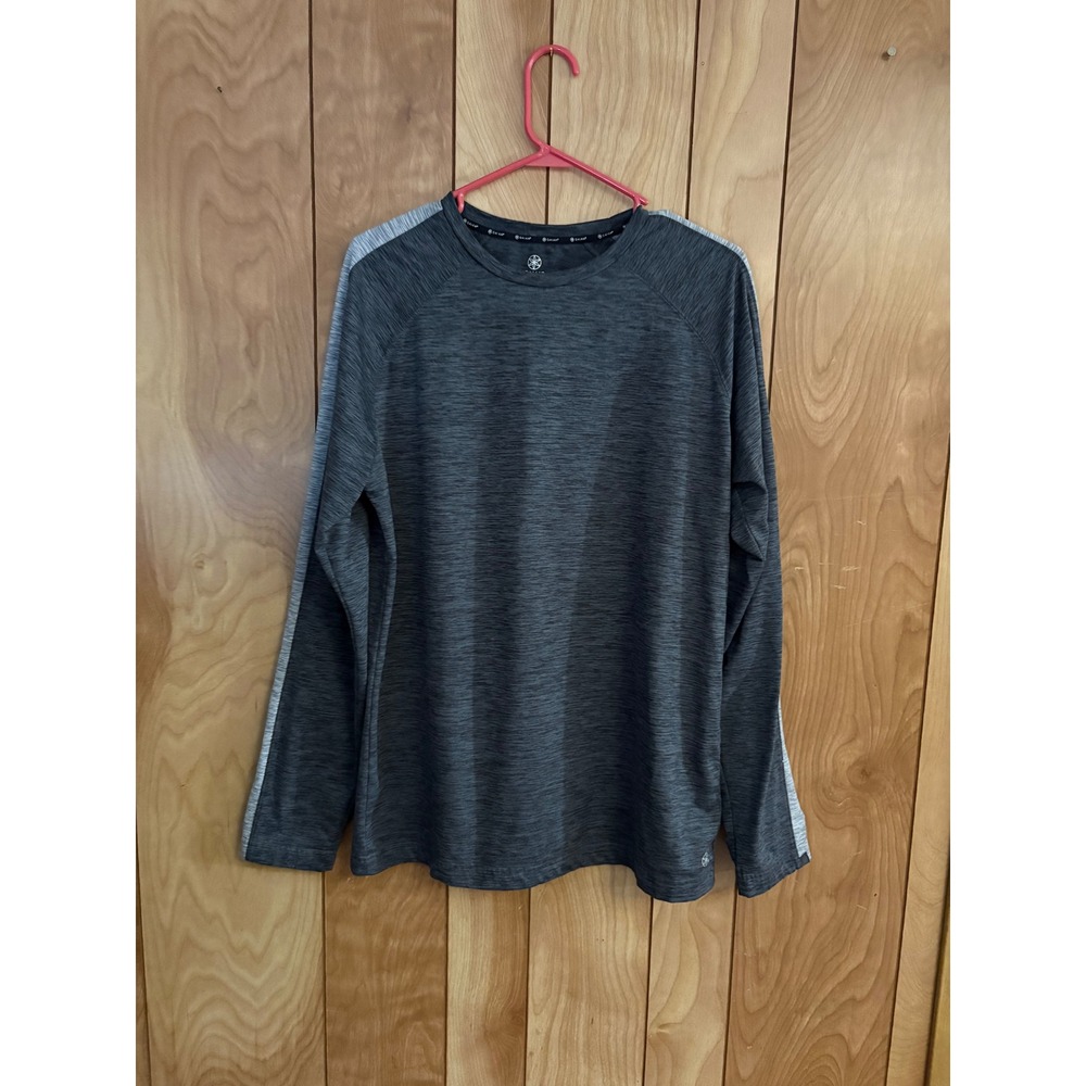 Gaiam Mens Large Gray Heathered Space Dye Raglan Long Sleeve Activewear Shirt